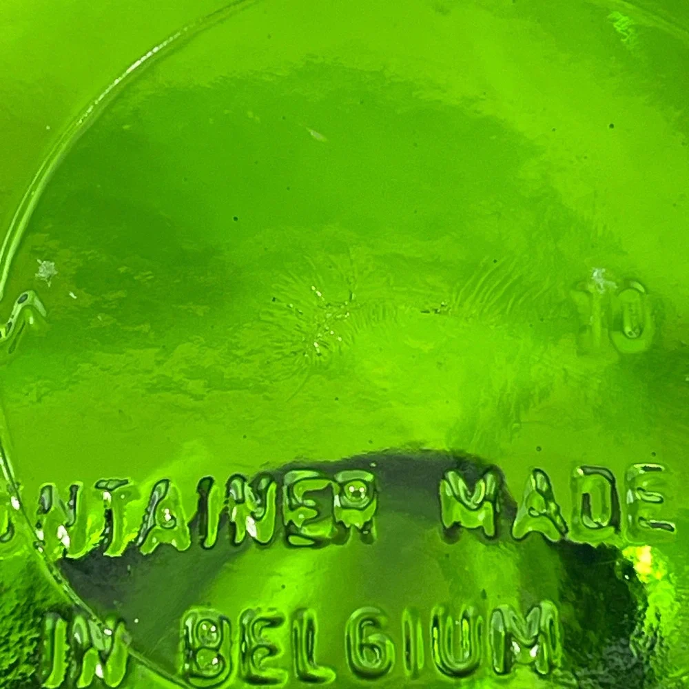 Vintage Belgium‎ Green Glass Apothecary Jar Bubble Lid Canister ~8.5-9